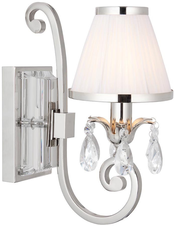 Oksana Nickel Single Wall Light Crystal Drops White Shade