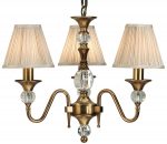 Polina Brass 3 Light Classic Chandelier With Beige Shades