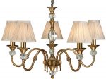 Polina Brass 5 Light Classic Chandelier With Beige Shades