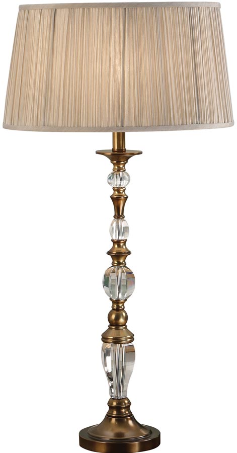 Polina Brass Large Crystal Table Lamp With Beige Shade