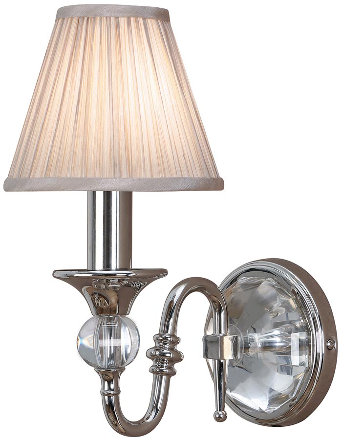 Polina Polished Nickel Single Wall Light Beige Shade