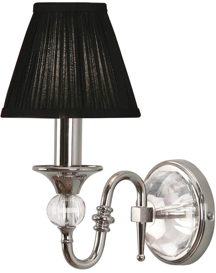Polina Polished Nickel Single Wall Light Black Shade 63597