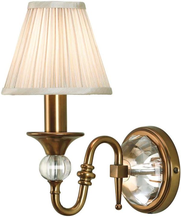 Polina Antique Brass Single Wall Light With Beige Shade