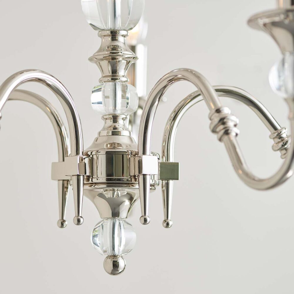 Polina Polished Nickel 5 Light Classic Chandelier Crystal