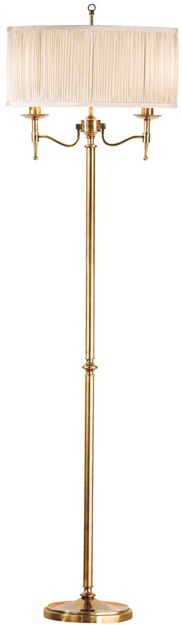 Stanford Antique Brass Candelabra Floor Lamp With Beige Shade