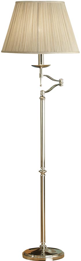 Stanford Nickel Swing Arm Floor Lamp With Beige Shade