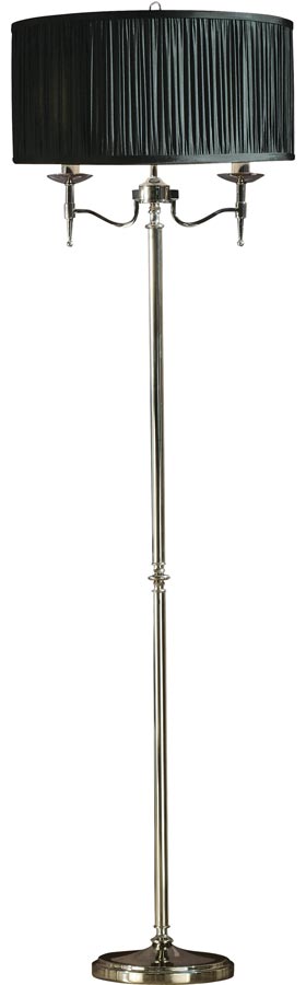 Stanford Nickel 2 Light Candelabra Floor Lamp With Black Shade