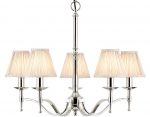 Stanford Polished Nickel 5 Light Chandelier With Beige Shades