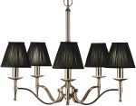 Stanford Polished Nickel 5 Light Chandelier With Black Shades
