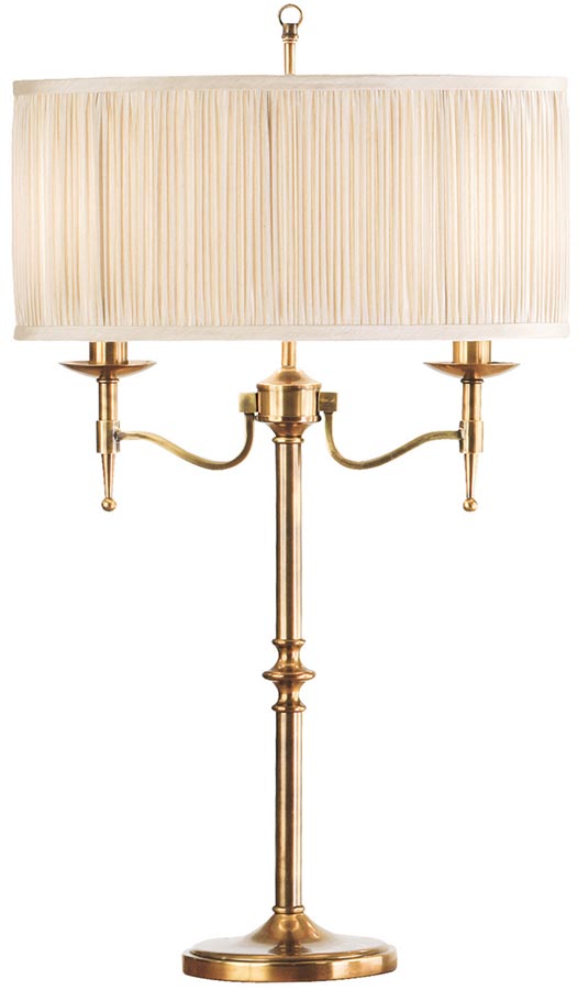 Stanford Antique Brass Candelabra Table Lamp With Beige Shade