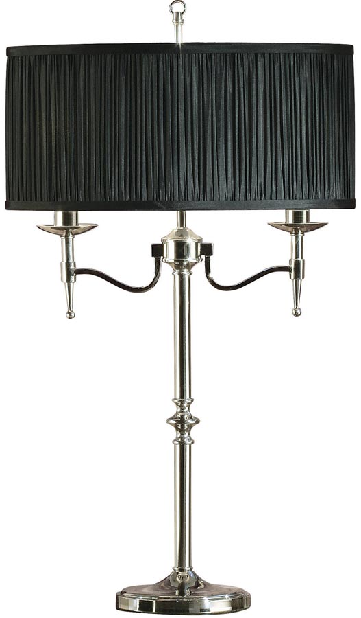 Stanford Nickel 2 Light Candelabra Table Lamp With Black Shade 63652
