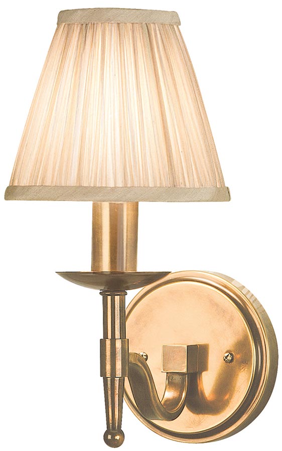 Stanford Antique Brass Single Wall Light With Beige Shade