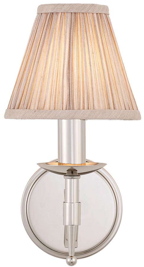 Stanford Polished Nickel Single Wall Light With Beige Shade