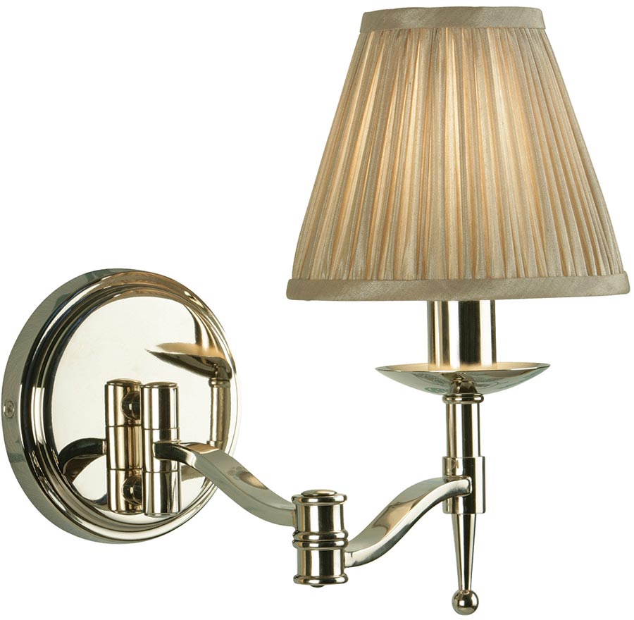 Stanford Nickel Swing Arm Wall Light With Beige Shade