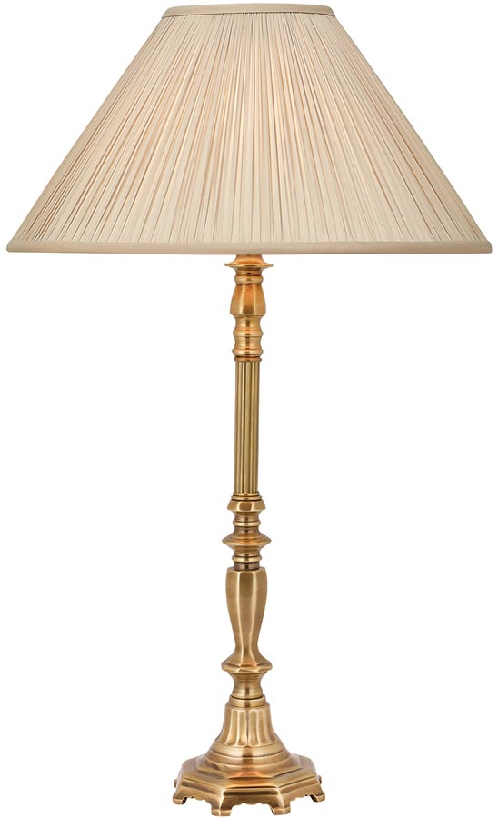 Asquith Victorian Cast Brass Table Lamp With Beige Shade