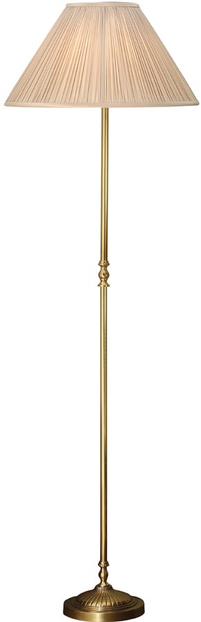 Fitzroy Georgian Style Solid Brass Floor Lamp With Beige Shade