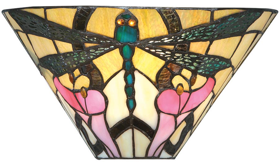 Ashton 305mm Tiffany Wall Lamp Art Nouveau Dragonfly