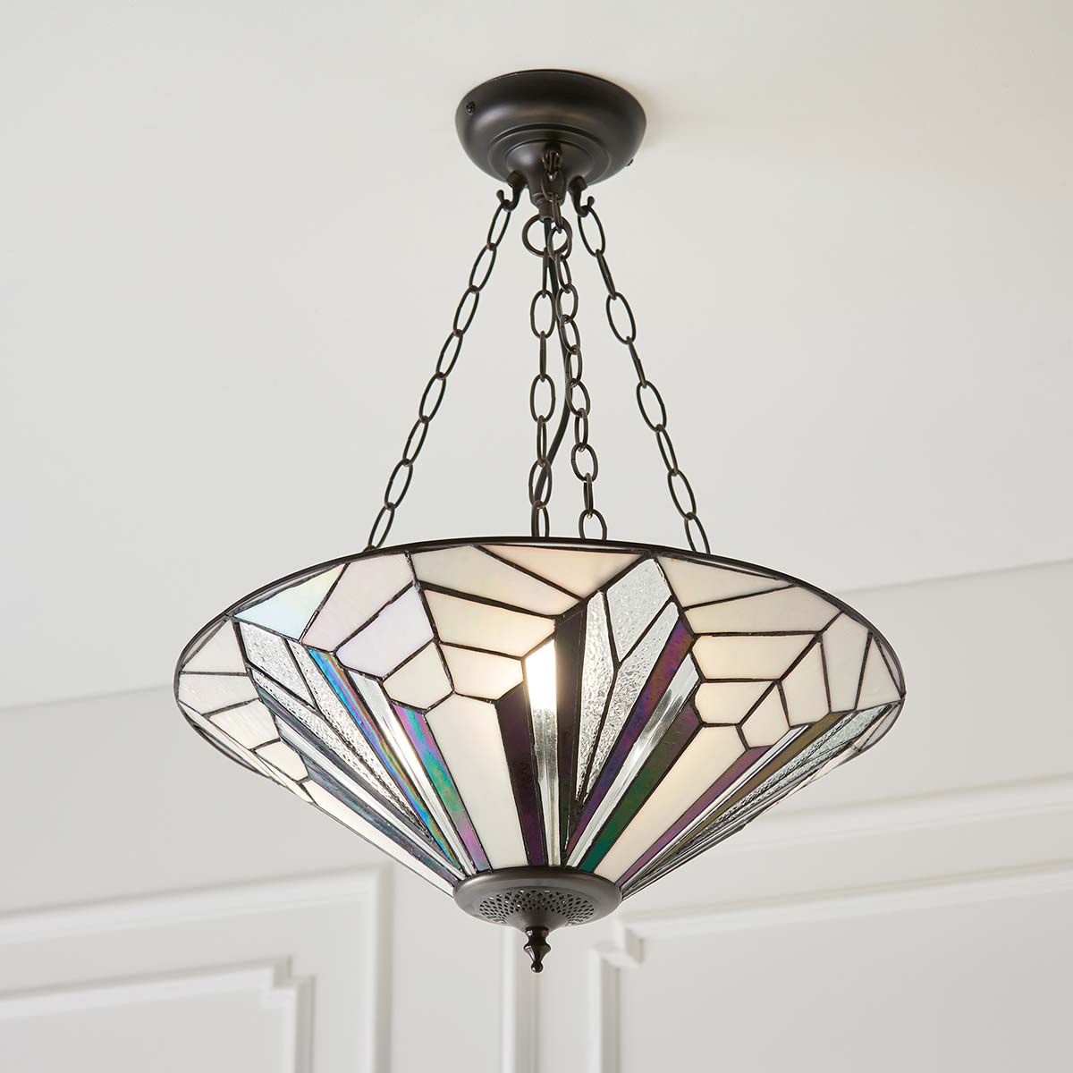 Astoria Tiffany 3 Light Art Deco Style Pendant Uplighter