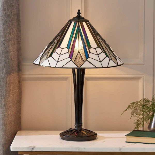 Astoria Medium 2 Light Tiffany Table Lamp Art Deco Design