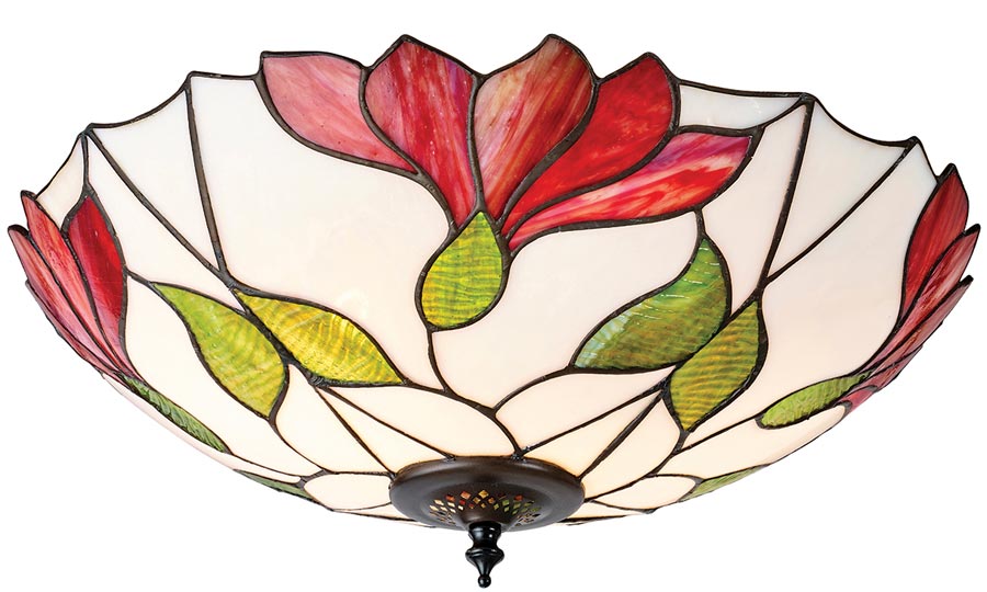 Botanica Large Floral Flush 2 Lamp Tiffany Ceiling Light