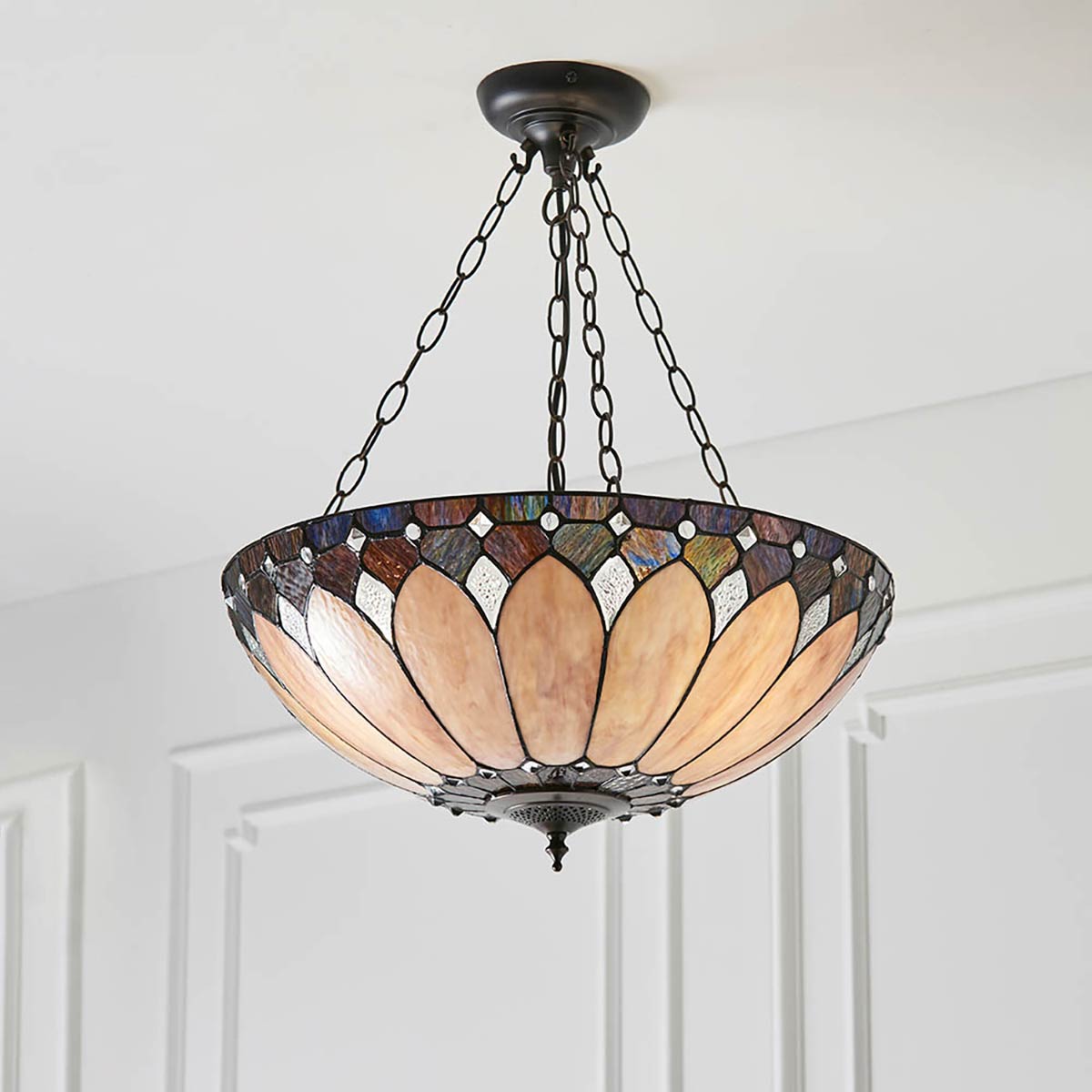 Brooklyn Large Tiffany 3 Chain Pendant Light Art Deco Style