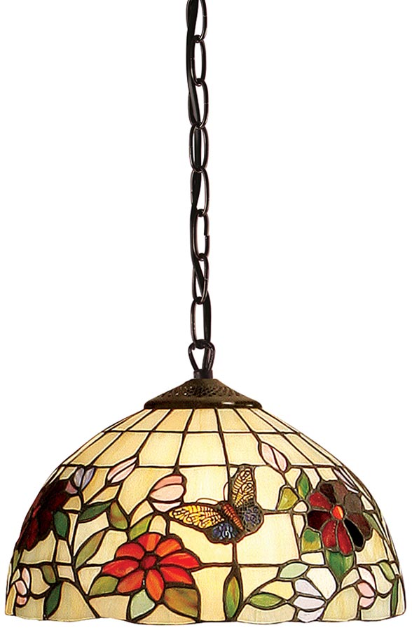 Butterfly Tiffany Ceiling Pendant Small Floral