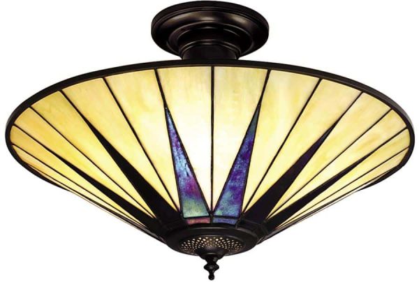 Dark Star Tiffany Semi Flush Ceiling Light Art Deco Design