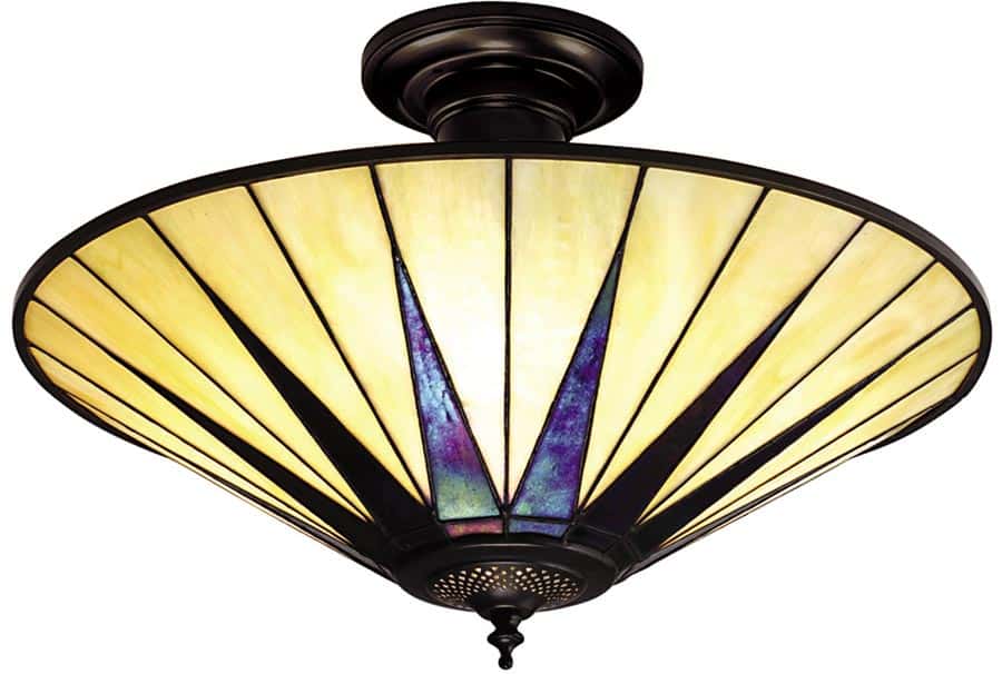 Dark Star Tiffany Semi Flush Ceiling Light Art Deco Design 64043