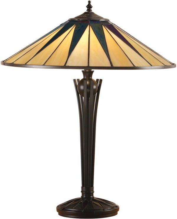 Large Dark Star Tiffany Table Lamp Art Deco Design