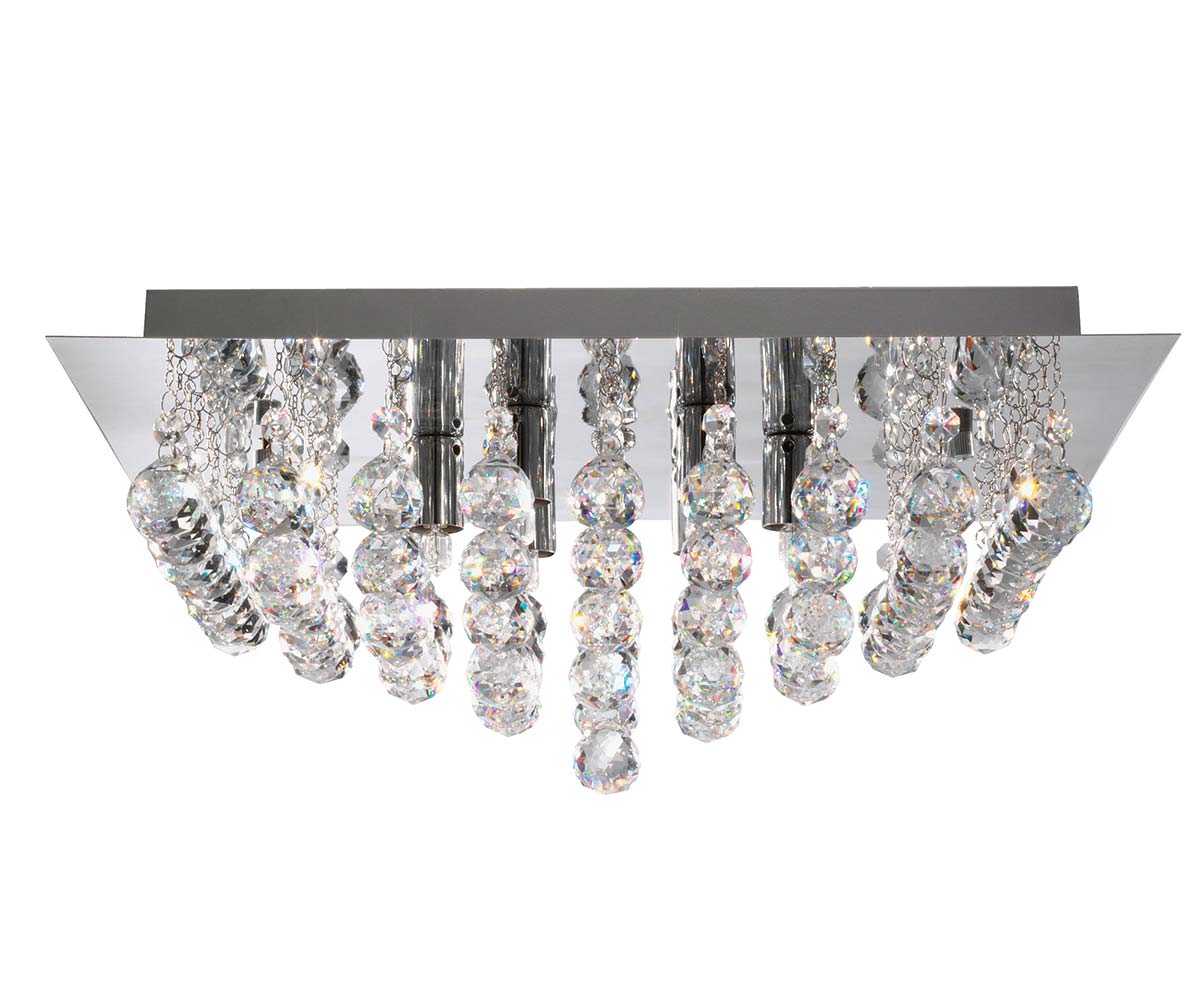 Hanna Square 6 Light Flush Crystal Ceiling Light Chrome