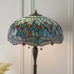 Blue Dragonfly 2 Light Traditional Tiffany Floor Lamp Standard