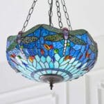Blue Dragonfly Medium 3 Light Tiffany Uplighter Pendant