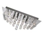 Hanna Crystal Square 8 Light Large Flush Ceiling Light Chrome