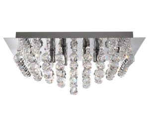 Hanna square 8 light large flush ceiling light in polished chrome on white background