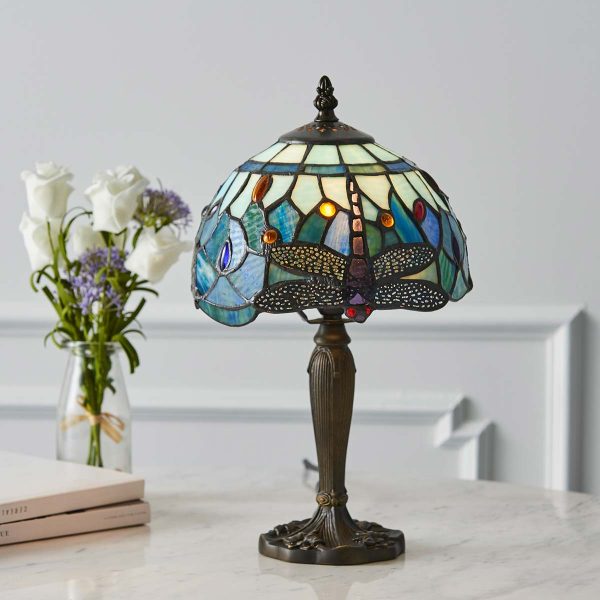 Blue Dragonfly Mini Tiffany Table Lamp 20cm Traditional