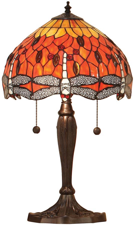 Flame Dragonfly Small 2 Light 30cm Tiffany Table Lamp