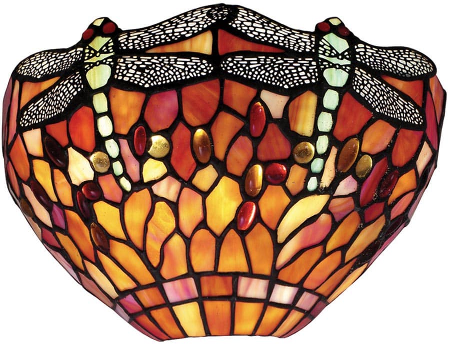 Flame Dragonfly Hand Made Traditional Tiffany Wall Light