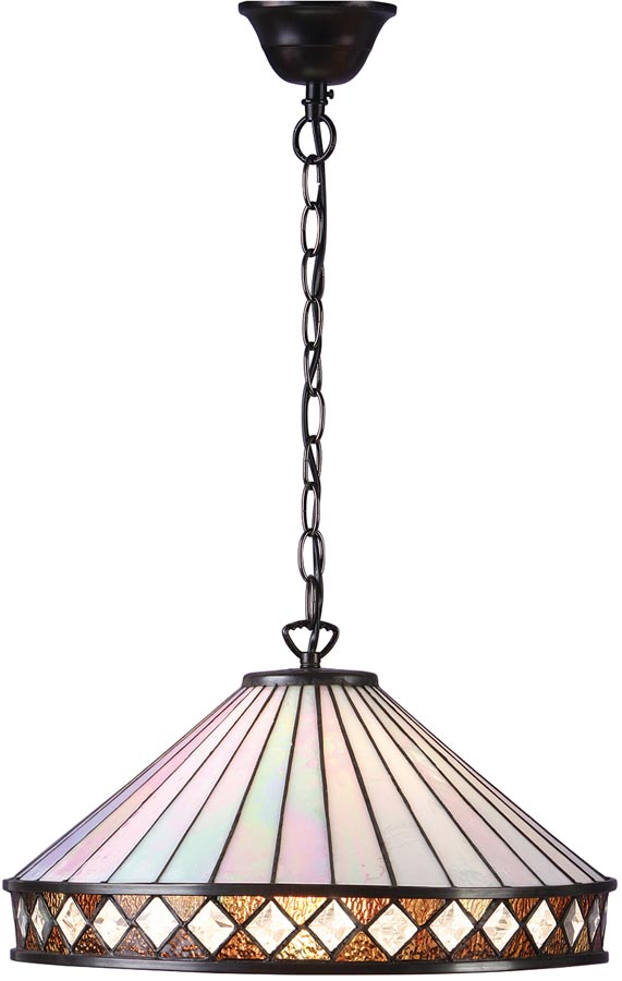 Fargo Large 1 Light Art Deco Style Tiffany Pendant Lamp