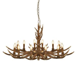 Stag large 12 light weathered antler style rustic chandelier