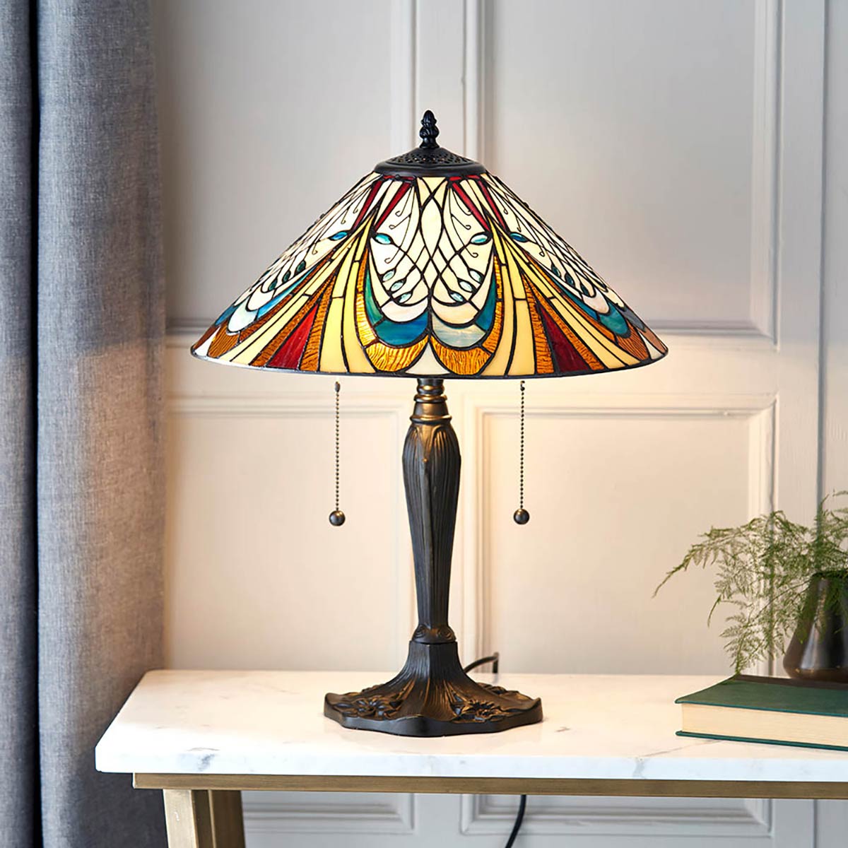 Hector Medium Tiffany Table Lamp with Art Nouveau Style