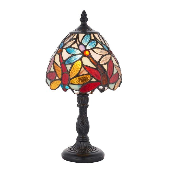 Lorette Mini Tiffany Table Lamp Traditional Dragonfly Design