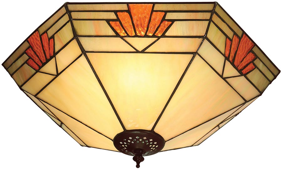 Nevada Art Deco Style Flush 2 Lamp Tiffany Ceiling Light