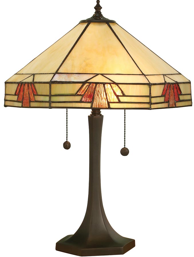 Nevada Large 2 Light Art Deco Tiffany Table Lamp