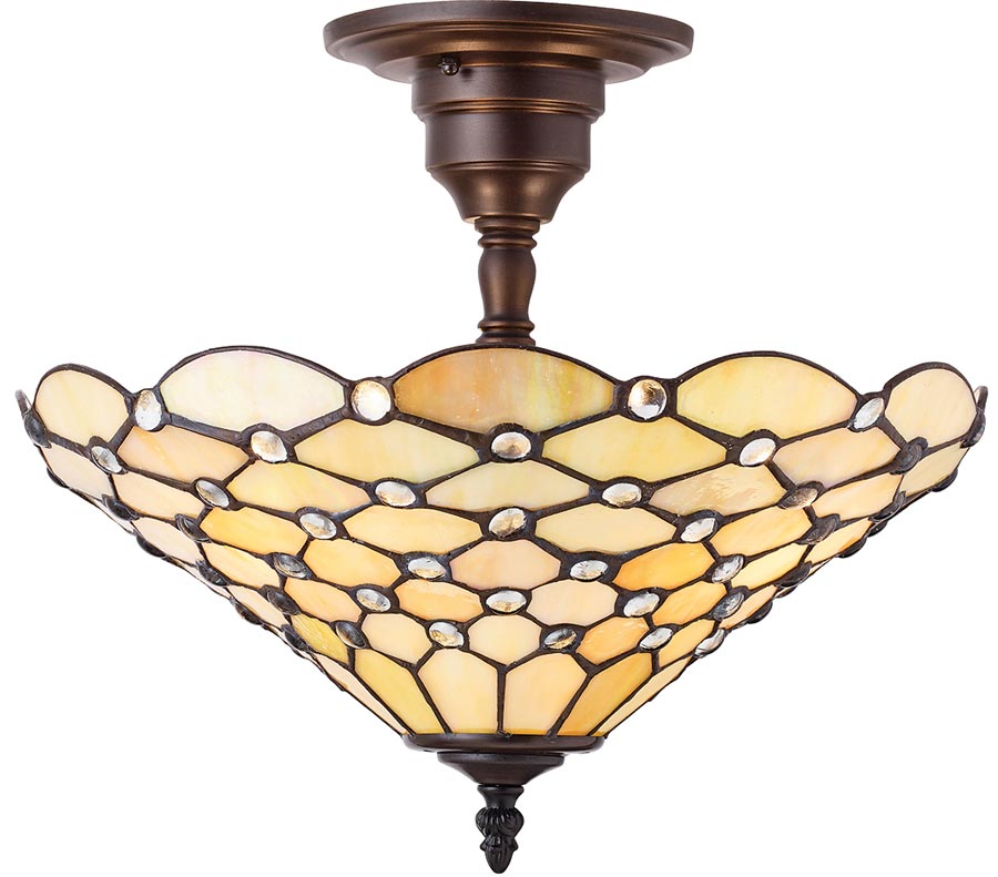 Pearl Iridescent 3 Lamp Medium Semi Flush Tiffany Light