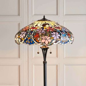 Sullivan 2 light floral Tiffany floor lamp standard main image