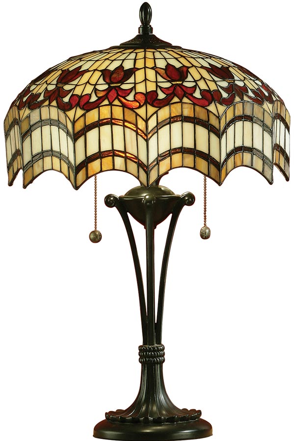 Vesta Medium 2 Light Feature Tiffany Table Lamp
