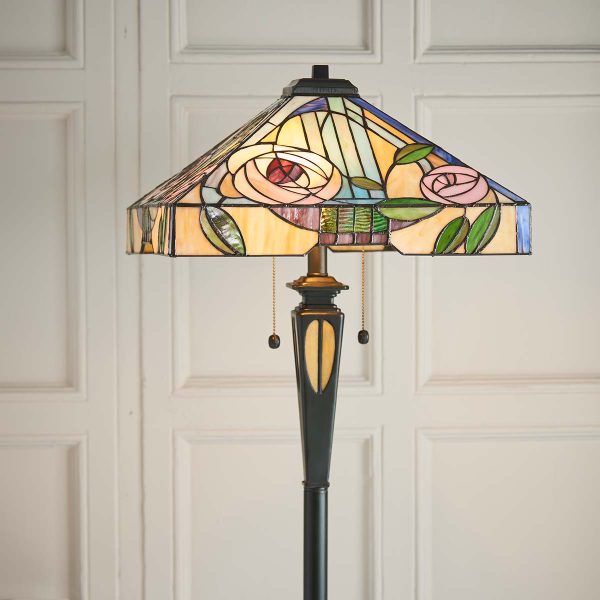 Willow Rose Design 2 Light Tiffany Floor Lamp Standard