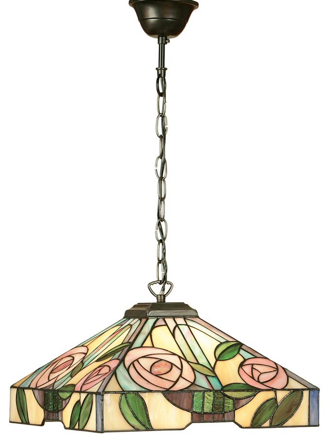 Willow Medium Tiffany Rose Pendant Light Mackintosh Style