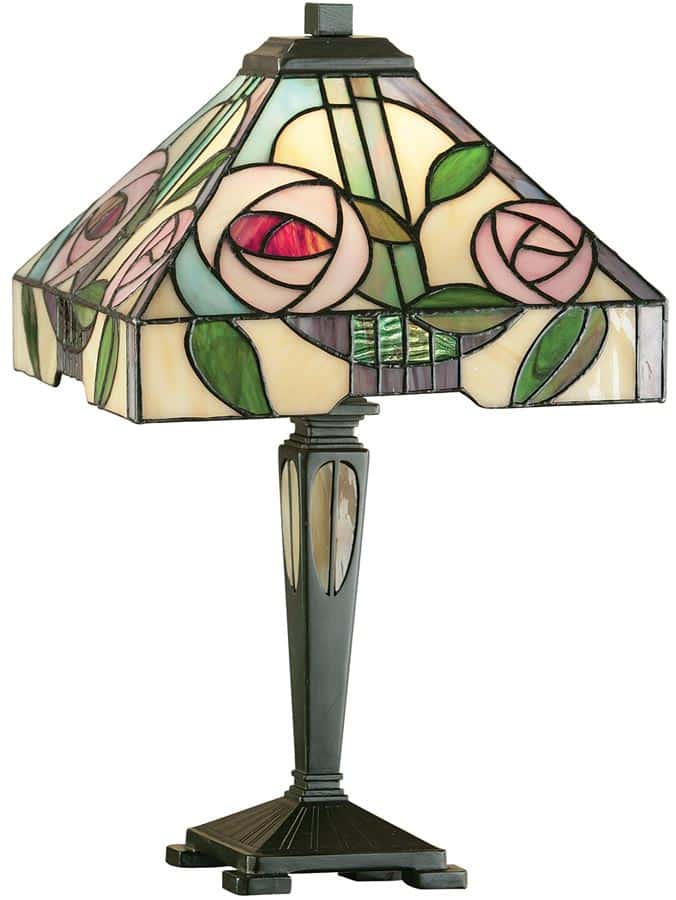 Willow Rose Design 1 Light Tiffany Table Lamp Small