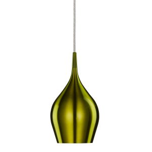 Vibrant 12cm diameter single ceiling pendant in green on white background